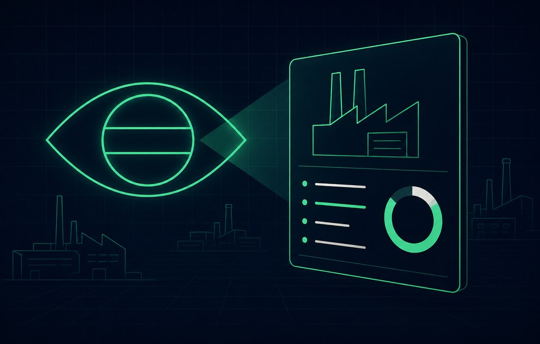 Illustration : l'oeil Nali Sourcing analyse la fiche d'une usine et en tire un score